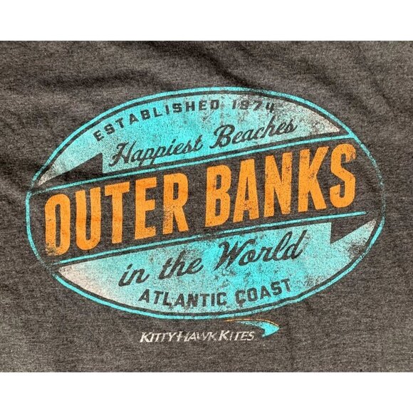 Outer Banks Happiest Beaches in the World Grey T-Shirt Size Medium - Picture 3 of 4